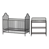 Little Seeds Rowan Valley Lanley Metal Crib and Changing Table Set, Black