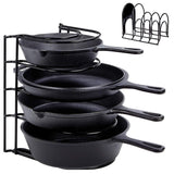 Heavy Duty Pan Organizer, 5 Tier Rack - Holds up to 50 LB - Holds Cast Iron Skillets, Griddles and Shallow Pots - Durable Steel Construction - Space Saving Kitchen Storage - No Assembly Required