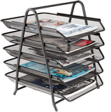 5-Tier Mesh Desk Letter Tray Organizer, Samstar File Holder Tray for Home Office, Slide Back and Forth, Black