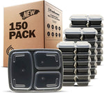 CulinWare Meal Prep Containers [15 Pack] 3 Compartment with Lids, Food Containers, Lunch Box | BPA Free | Stackable | Bento Box, Microwave/Dishwasher/Freezer Safe, Portion Control, 21 day fix (32 oz)