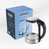 COSORI Electric Kettle(BPA-Free) 1.7 L Water Boiler & Tea Heater with LED Indicator Light,Auto Shut-Off & Boil-Dry Protection, 100% Stainless Steel Inner Lid & Bottom, Borosilicate glass