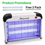 Aspectek UPGRADED 20W Electronic Bug Zapper, Insect Killer - Mosquito, Fly, Moth, Wasp, Beetle & other pests Killer for Indoor Residential & Commercial(2 Pack Replacement Bulbs Included)