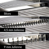 Gramercy Kitchen Co. Adjustable Stainless Steel Mandoline Food Slicer - Comes with One Pair Cut-Resistant Gloves || Vegetable Onion Potato Chip French Fry Julienne Slicer