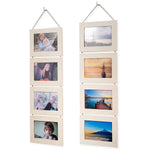 Wallniture Wood Photo Collage Picture Frame Natural No Finish Total 8 Opening for 4x6 Inch Photos Wall Mountable Ready to Hang Vertical Gallery Décor