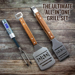 Hike Crew Dad BBQ Tools Gift Set – 4-Piece Grill Accessories Utensils Kit Perfect for Holiday, Birthday or Father’s Day – Includes Tongs, Spatula, Digital Thermometer & Carrying Case (Gift Box)