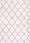 PAGISOFE Nelda Trellis Shag Rug, 4' x 6', Baby Pink