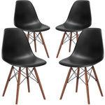 Poly and Bark Vortex Side Chair Walnut Legs, Black, Set of 4