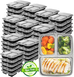 Prep Naturals Meal Prep Containers 3 Compartment [45 Pack]- Food Prep Containers Bento Box BPA-Free Food Storage Containers with lids - Lunch Containers Food Containers - Reusable Meal Prep Containers