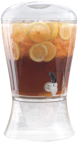 CreativeWare Beverage Dispenser With Ice Cylinder And Fruit Infuser, Clear