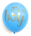 Baby Shower Party Decorations Decoration Decor Assembled Banner (IT'S A BOY) & 9PC Balloons w/Ribbon [Gold, Baby Blue, White] Kit Set Supplies Bundle | Hang on Wall Door Chair | It Is A Boy