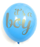 Baby Shower Party Decorations Decoration Decor Assembled Banner (IT'S A BOY) & 9PC Balloons w/Ribbon [Gold, Baby Blue, White] Kit Set Supplies Bundle | Hang on Wall Door Chair | It Is A Boy