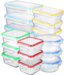 Food Storage Containers with Lids, KOMUEE 15 PACK Plastic Food Containers with lids - Plastic Containers with lids - Airtight Leak Proof Easy Snap Lock and BPA Free Plastic Container Set