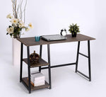 Vintage Brown Finish Computer Writing Study Trestle Desk Modern Vintage Home Office