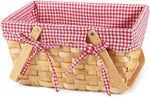 Picnic Basket Natural Woven Woodchip with Double Folding Handles | Easter Basket | Storage of Plastic Easter Eggs and Easter Candy