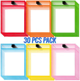 Dry Erase Pocket Sleeves - 30 Pack - 10" x 14” - Durable and Environmentally Friendly - Fits Standard Paper Sizes - Great for Home, School and Office Use - Green, Pink, Yellow, Blue, Orange and Red