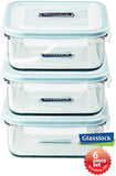 Glasslock Food-Storage Container with Locking Lids Microwave Safe Rectangular 37oz/1100ml Pack of 3