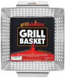 Grillaholics Grill Basket - Large Grilling Basket for More Vegetables - Heavy Duty Stainless Steel Grilling Accessories Built to Last - Perfect Vegetable Grill Basket for All Grills and Veggies