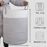 Goodpick Tall Laundry Basket - Large Laundry Hamper for Dirty Clothes Cotton Rope Basket for Blanket in Living Room Woven Storage Basket Toy Basket for Nursery Storage, 21.6 inches H X 15.7 inches D