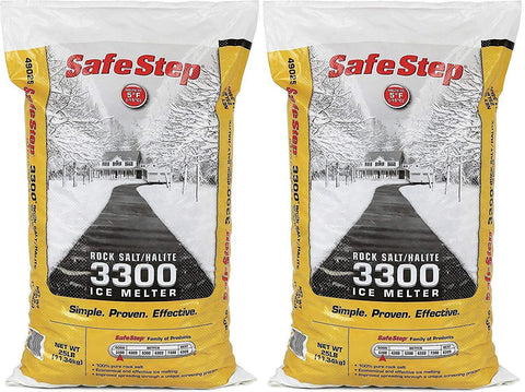 Safe Step Rock Salt/Halite Standard 3300 Ice Melter Non-Corrosive Safe for Concrete Sidewalks, Driveway Pavement- 25 Pound Bag