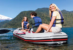 Intex Mariner 4, 4-Person Inflatable Boat Set with Aluminum Oars and High Output Air Pump (Latest Model)