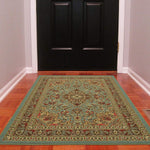 Ottomanson Ottohome Collection Persian Heriz Oriental Design with Non-Skid (Non-Slip) Rubber Backing Area Rug,5'0"X6'6"., Sage Green/Aqua Blue