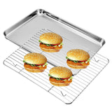 Mike pups Baking Sheets Rack Set, Cookie pan Nonstick Cooling Rack & Cookie Sheets Rectangle Size 12 x 10 x 1 inch,Stainless Steel & Non Toxic & Healthy,Superior Mirror Finish & Easy Clean (12101) by uknown