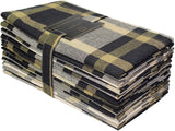 COTTON CRAFT 12 Pack 100% Cotton Checks Oversized Dinner Napkins – Black Beige - Size 20x20