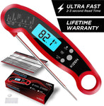 Kizen Instant Read Meat Thermometer- Waterproof Ambidextrous Thermometer with Backlight & Calibration.