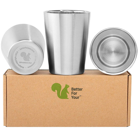 Better For Your - Small Tumbler Cups Stainless Steel Double Wall - 8oz (250ml) - Set of 3