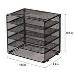 Paper Organizer – Desk File Sorter – 5 Tier Letter Tray for Office – Large Mesh Metal Tray for Paperwork and Files – Stackable Trays and Sorter with Retractable Tiers – Heavy Duty Metal Construction