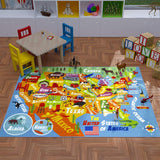 KC CUBS Playtime Collection USA United States Map Educational Learning & Game Area Rug Carpet for Kids and Children Bedrooms and Playroom (5'0" x 6'6")