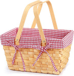 Picnic Basket Natural Woven Woodchip with Double Folding Handles | Easter Basket | Storage of Plastic Easter Eggs and Easter Candy