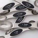 Spring Chef Magnetic Measuring Spoons Set, Dual Sided, Stainless Steel, Fits in Spice Jars, Set of 8