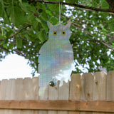 Tapix Owl Bird Repellent Reflective Holographic Bird Deterrent Hanging Device Effectively Keep Birds Away 2 Pack Owl to Scare Away Birds 15.3 x 8.2 inch, Best Bird Scare Device