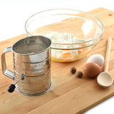 Veracity & Verve 3-Cup Stainless Steel Rotary Hand Crank Flour Sifter With 2 Wire Agitator