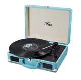 Vinyl Stereo White Record Player 3 Speed Portable Turntable Suitcase Built in 2 Speakers RCA Line Out AUX Headphone Jack PC Recorder