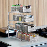 Simple Trending Stackable 2-Tier Under Sink Cabinet Organizer with Sliding Storage Drawer, Silver