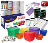 21 Day Portion Control Containers Kit - Nutrition Diet, Multi-Color Coded Weight Loss System. Complete Guide + PDF Planner + Recipe eBook and Tape Measure - BPA Free - 7 PC