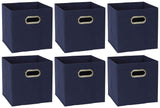 Household Essentials 84-1 Foldable Fabric Storage Bins | Set of 6 Cubby Cubes with Handles | Teafog, 6 lbs, Grey