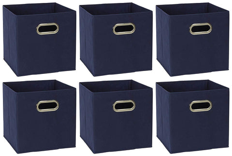 Household Essentials 84-1 Foldable Fabric Storage Bins | Set of 6 Cubby Cubes with Handles | Teafog, 6 lbs, Grey