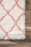 PAGISOFE Nelda Trellis Shag Rug, 4' x 6', Baby Pink