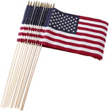 Set of 12 Bulk American Flags: 12" x 18" Small American Flags on Wooden Sticks from Darice