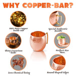 Moscow Mule Copper Mugs - Set of 2-100% HANDCRAFTED Pure Solid Copper Mugs - 16 Oz, Gift Set With Cocktail Copper Straws, Shot Glass, Stirrer & 2 E-Books by Copper-Bar