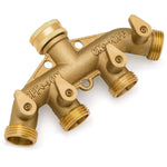 Morvat Heavy Duty Brass Garden Hose Connector Tap Splitter (4-Way)