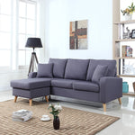 Divano Roma Furniture Mid Century Modern Linen Fabric Small Space Sectional Sofa with Reversible Chaise (Light Grey)