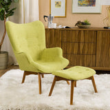 Christopher Knight Home Acantha Mid Century Modern Retro Contour Chair with Footstool, Muted Yellow