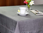 COTTON CRAFT 100% Linen Hemstitch Table Cloth - Size 60x108 Charcoal - Hand Crafted and Hand Stitched Table Cloth with Hemstitch detailing.