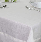 COTTON CRAFT 100% Linen Hemstitch Table Cloth - Size 60x108 Charcoal - Hand Crafted and Hand Stitched Table Cloth with Hemstitch detailing.