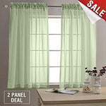 2 Panel Sheer Curtains White 84 inch Living Room Drapes Window Curtain Voile Sheers Linen Textured