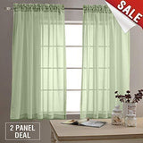 2 Panel Sheer Curtains White 84 inch Living Room Drapes Window Curtain Voile Sheers Linen Textured